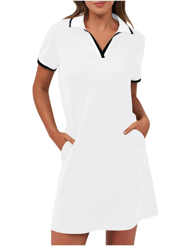 Women's Polo Mini Dress – Relaxed Fit with Pockets