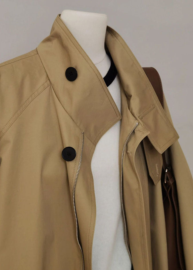 Women's Trench Coat – Wide Collar Zip Front
