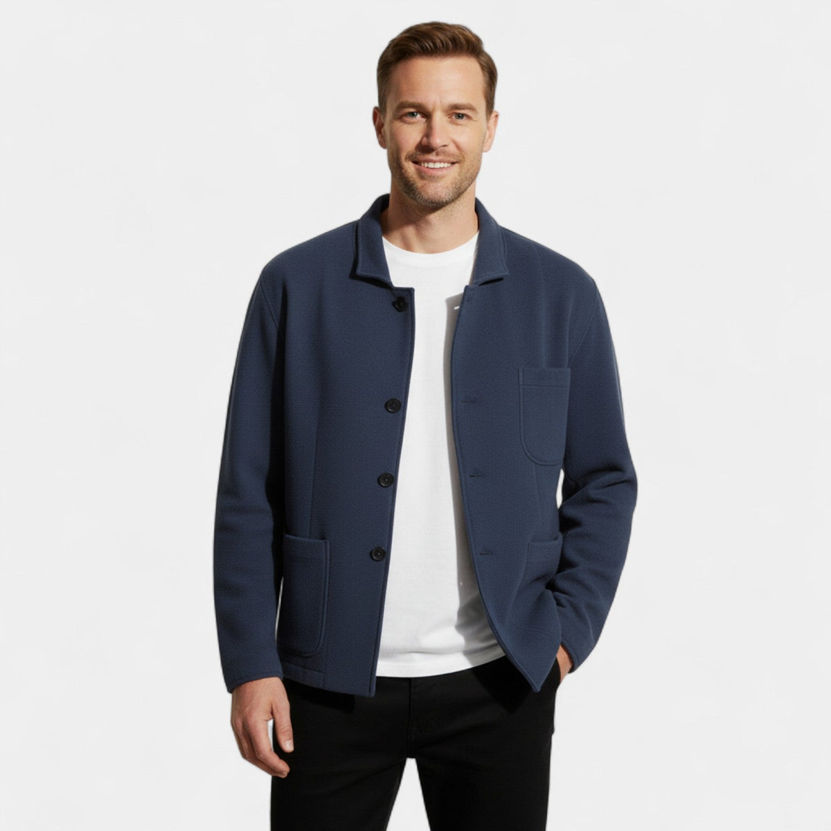 Men's Single-Breasted Blazer – Technical Fabric Lapel