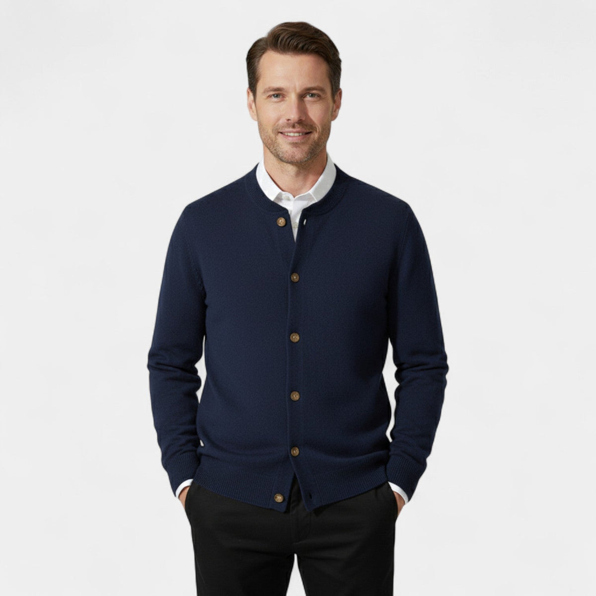 Men's Cashmere Cardigan – Button-Front V-Neck