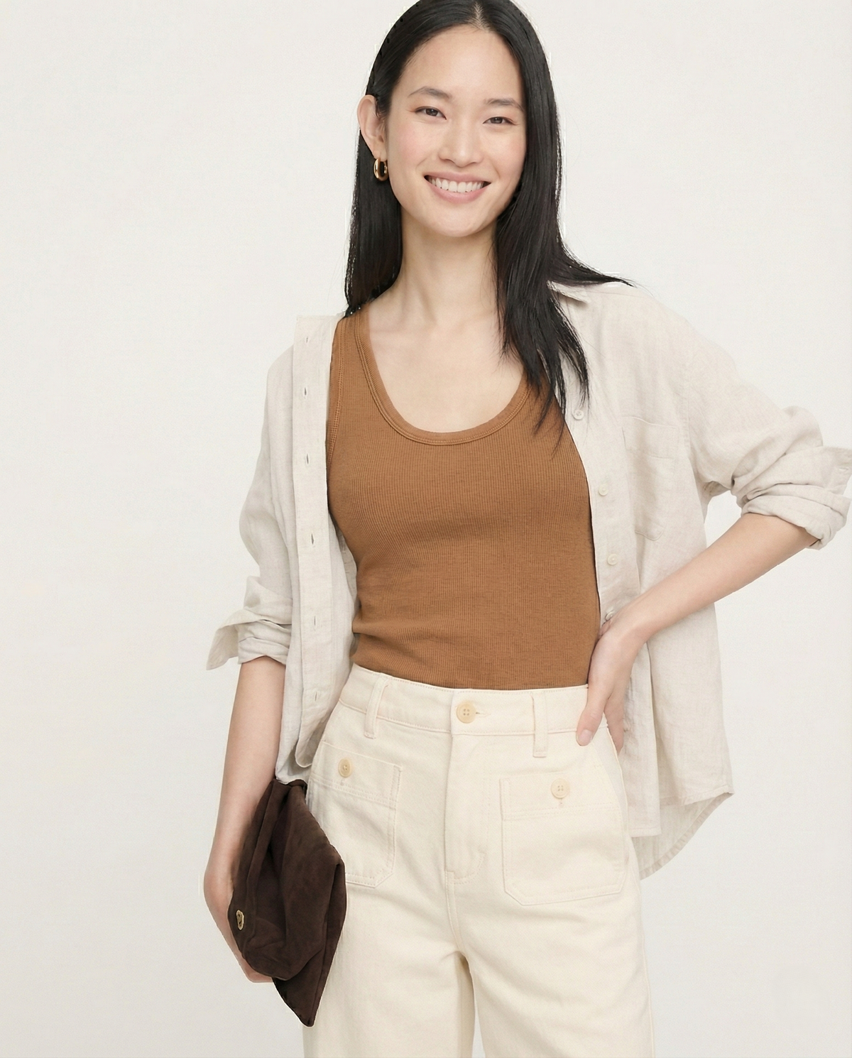 Women's Wide-Leg Jeans – High-Rise Button Pockets
