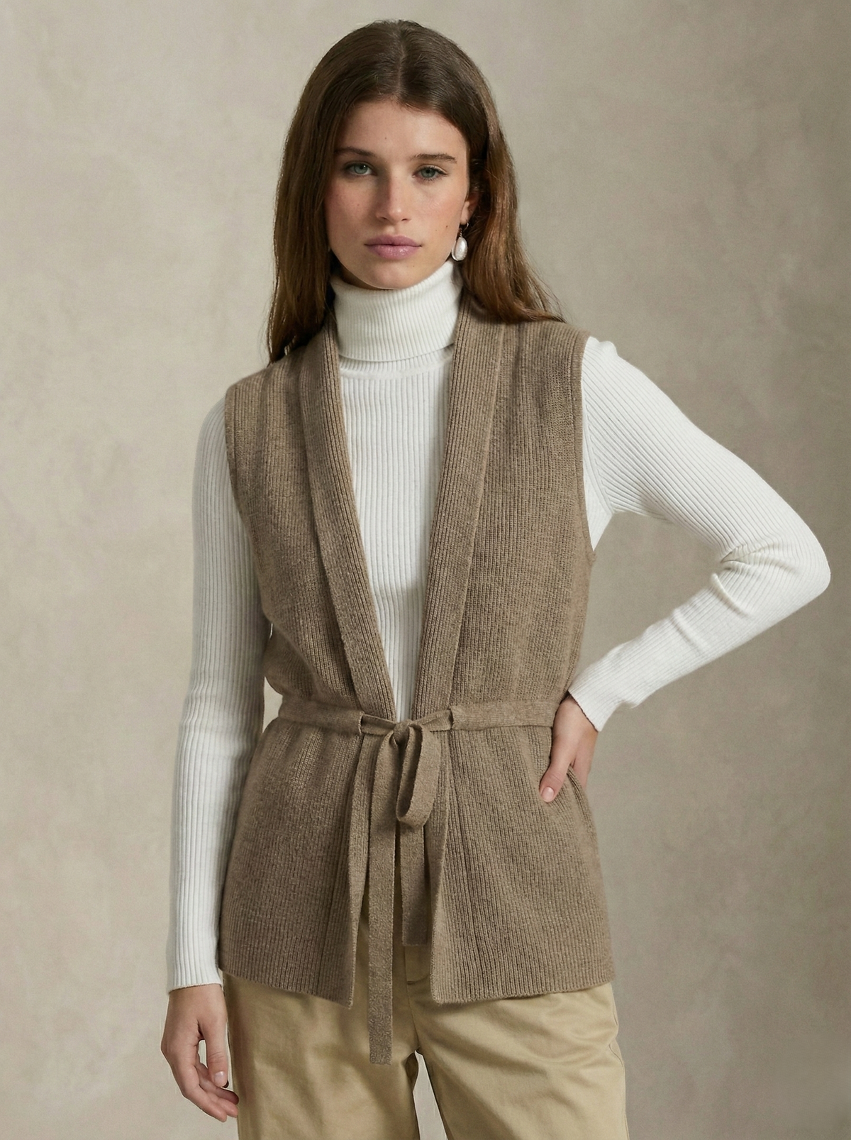 Women's Knit Vest – Slim Fit with Waist Tie