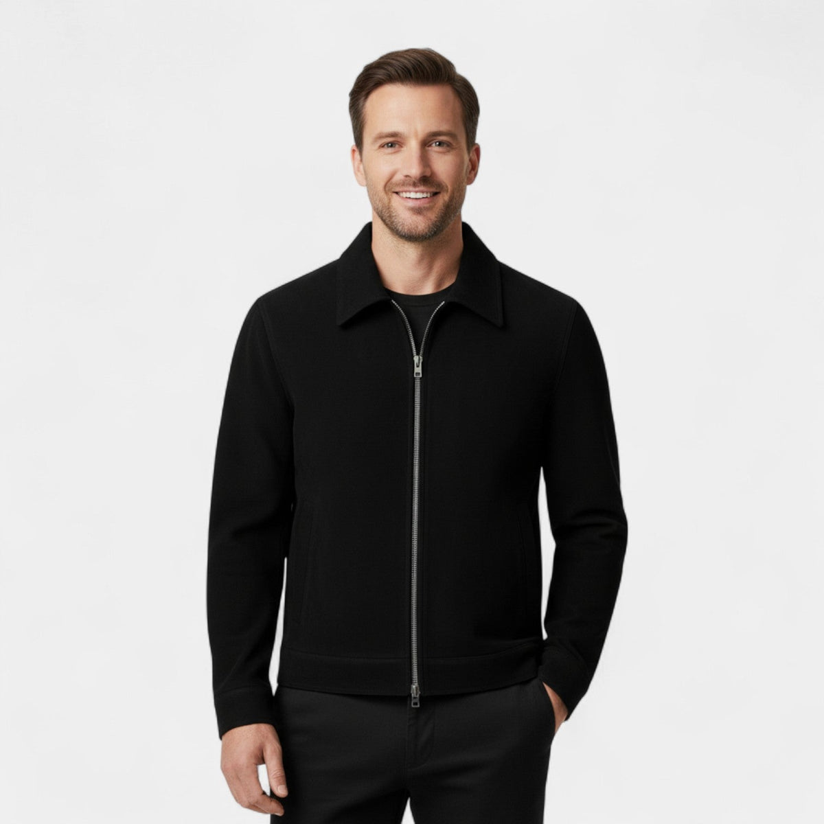 Men's Faux Suede Jacket – Cropped Relaxed Fit