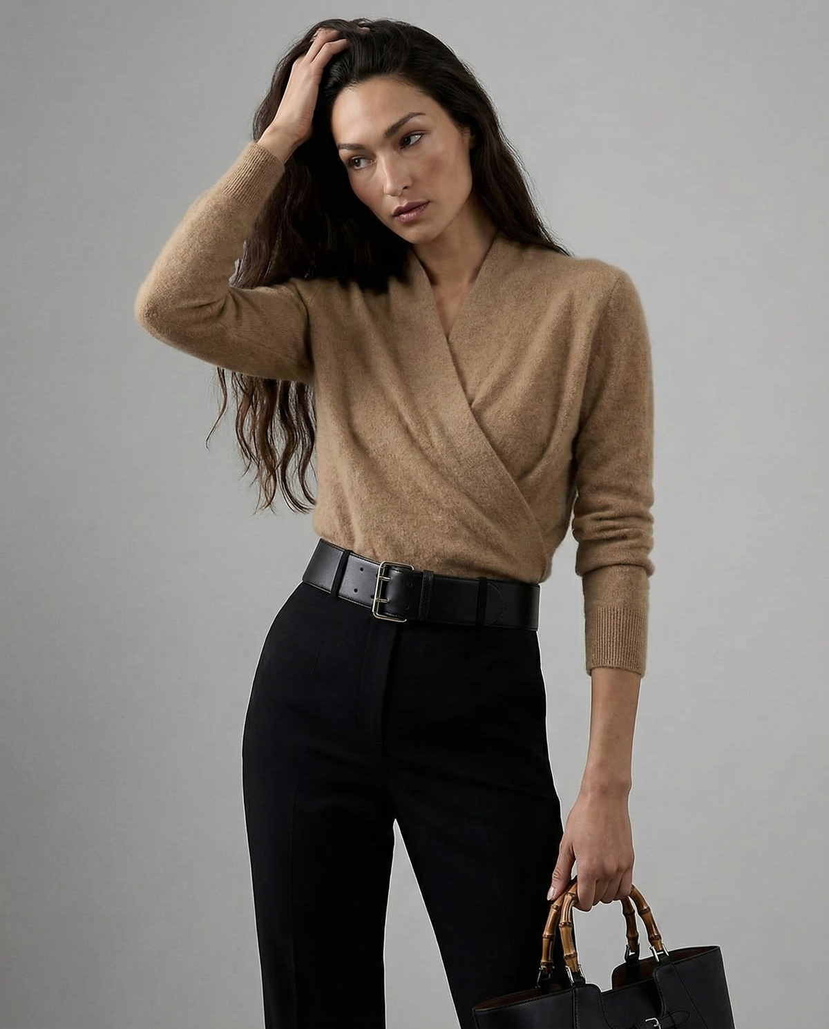 Women's Cashmere Sweater – Crossover Collar