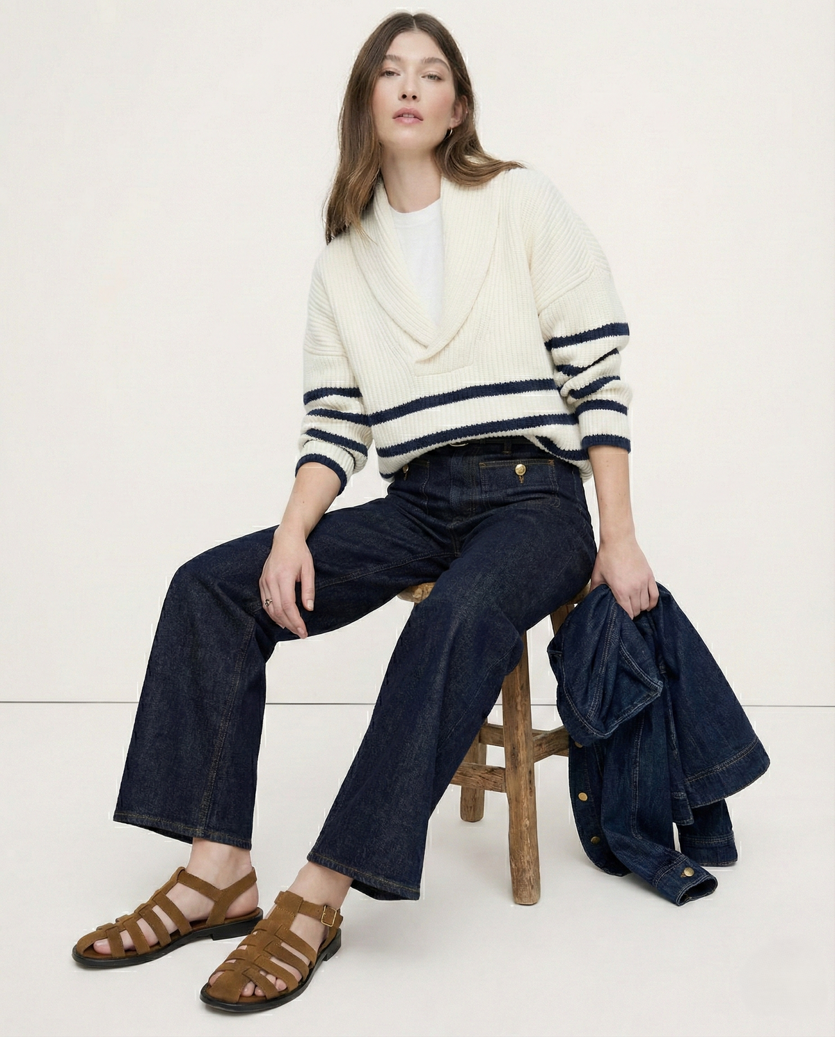 Women's Wide-Leg Jeans – High-Rise Button Pockets
