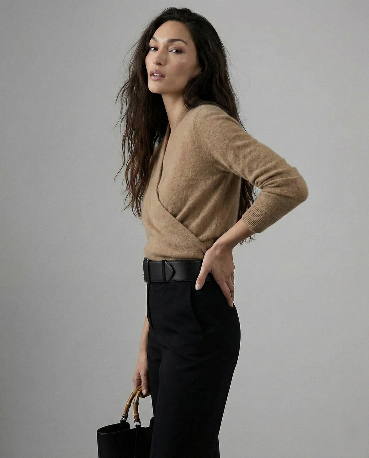 Women's Cashmere Sweater – Crossover Collar