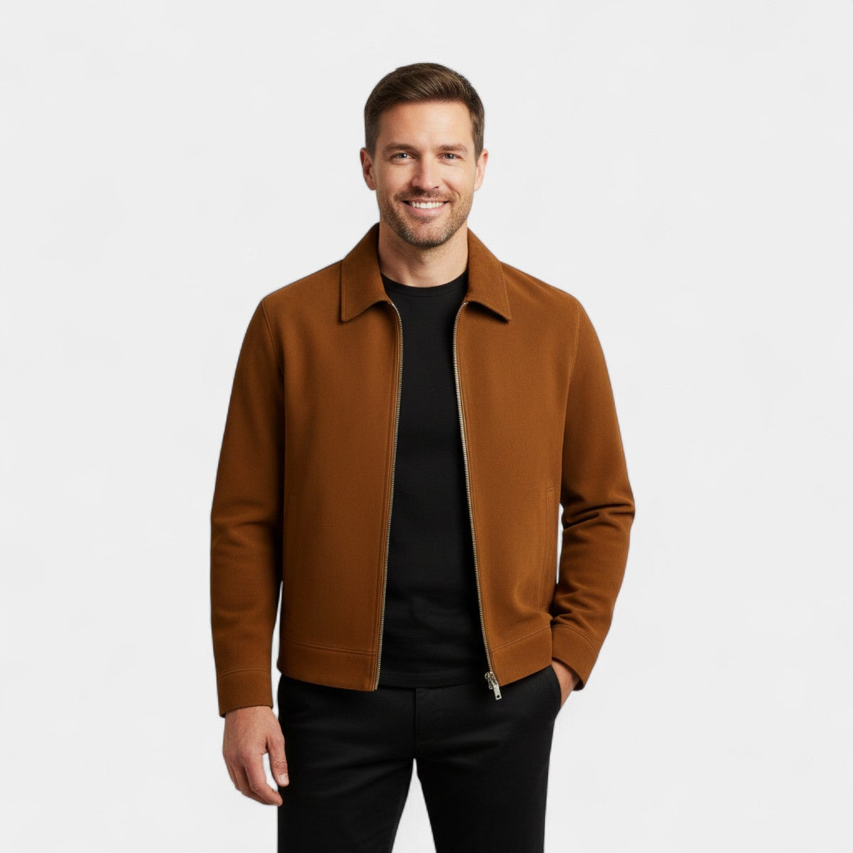 Men's Faux Suede Jacket – Cropped Relaxed Fit