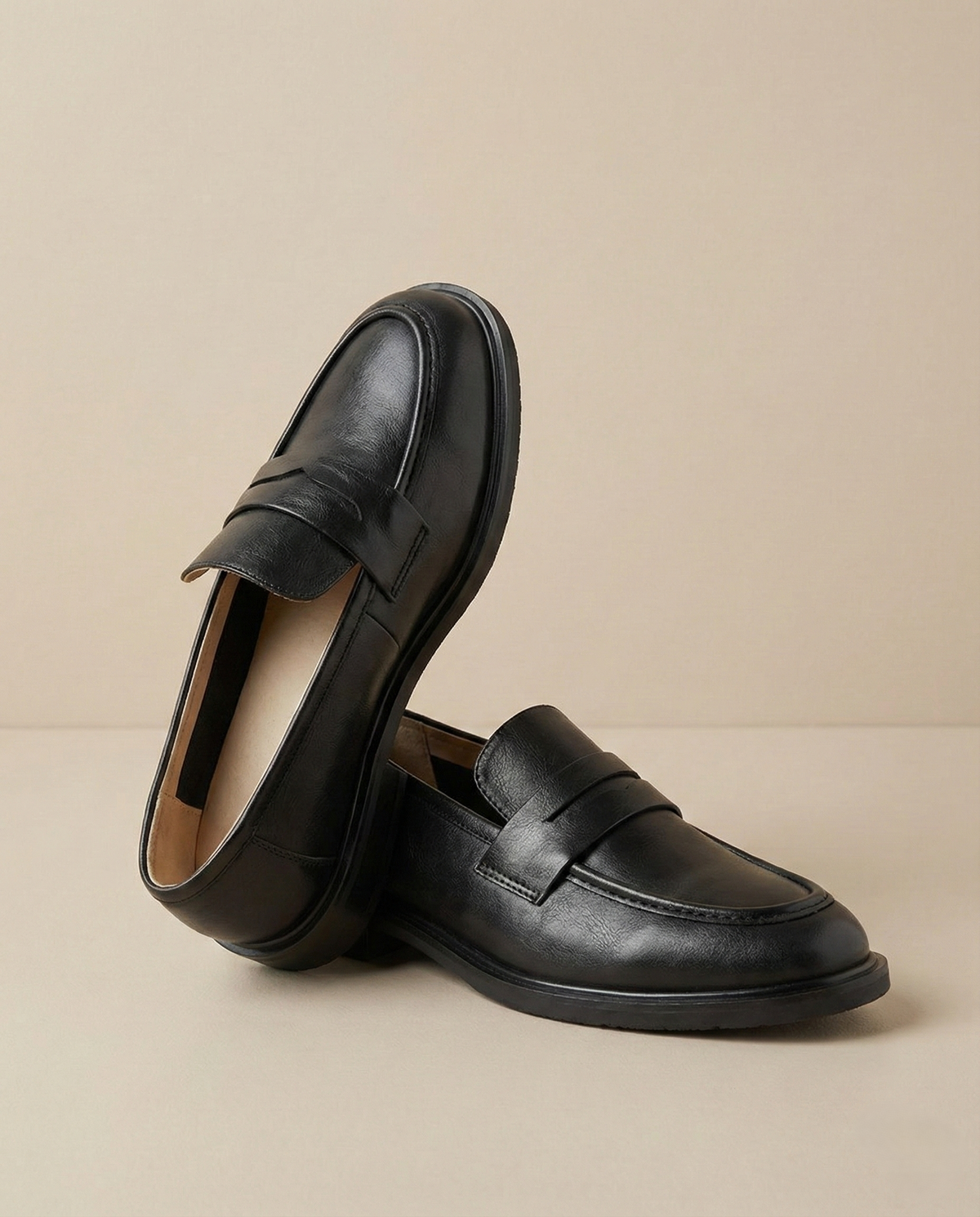 Women's Leather Loafer – Round Toe Stacked Heel