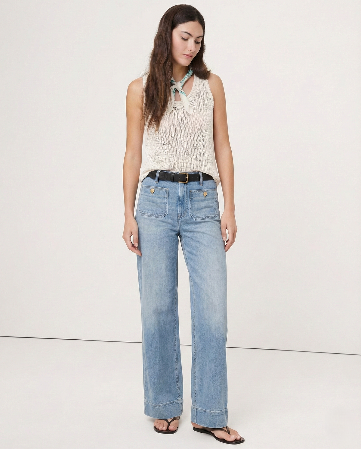 Women's Wide-Leg Jeans – High-Rise Button Pockets
