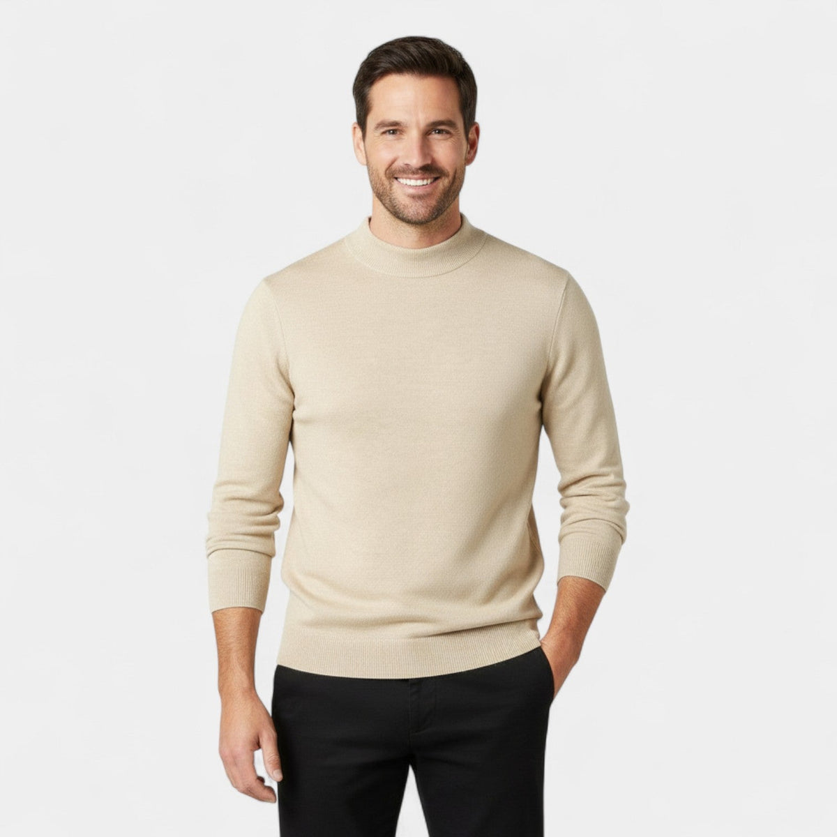 Men's Mock Neck Sweater – Relaxed Clean-Line Fit