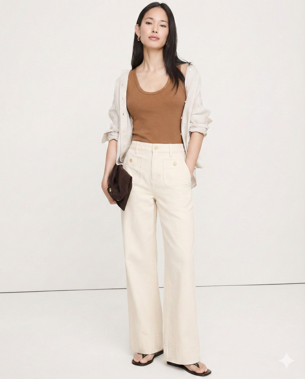 Women's Wide-Leg Jeans – High-Rise Button Pockets