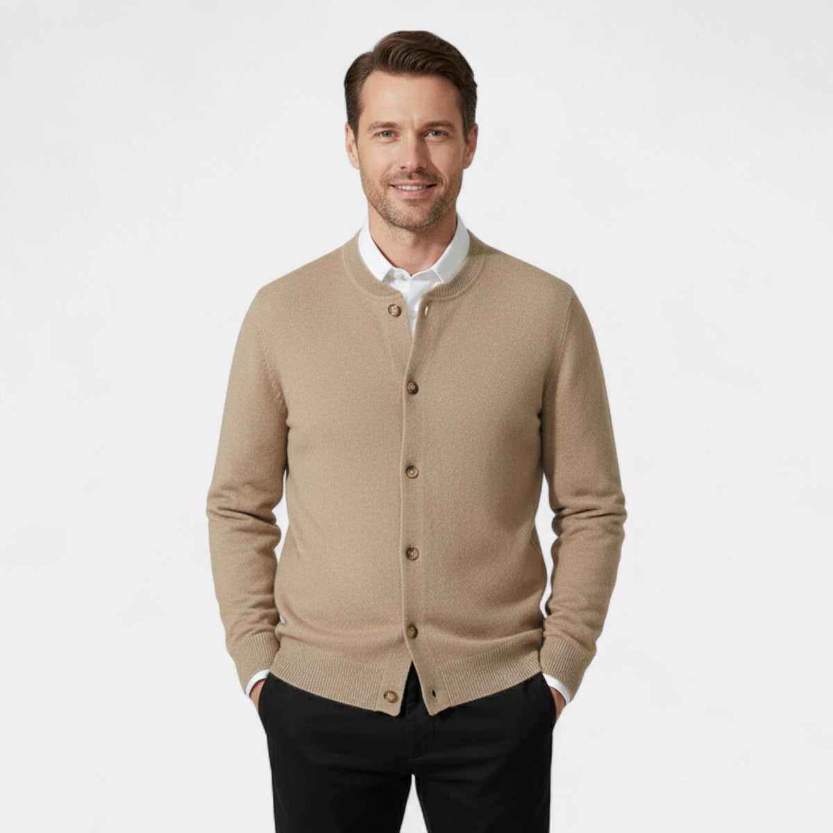 Men's Cashmere Cardigan – Button-Front V-Neck