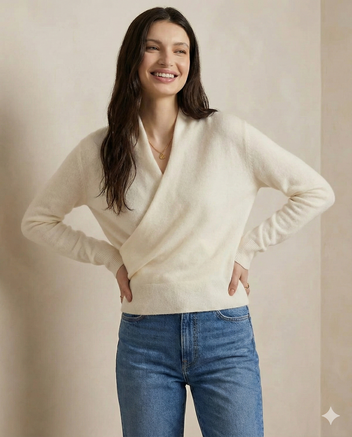 Women's Cashmere Sweater – Crossover Collar