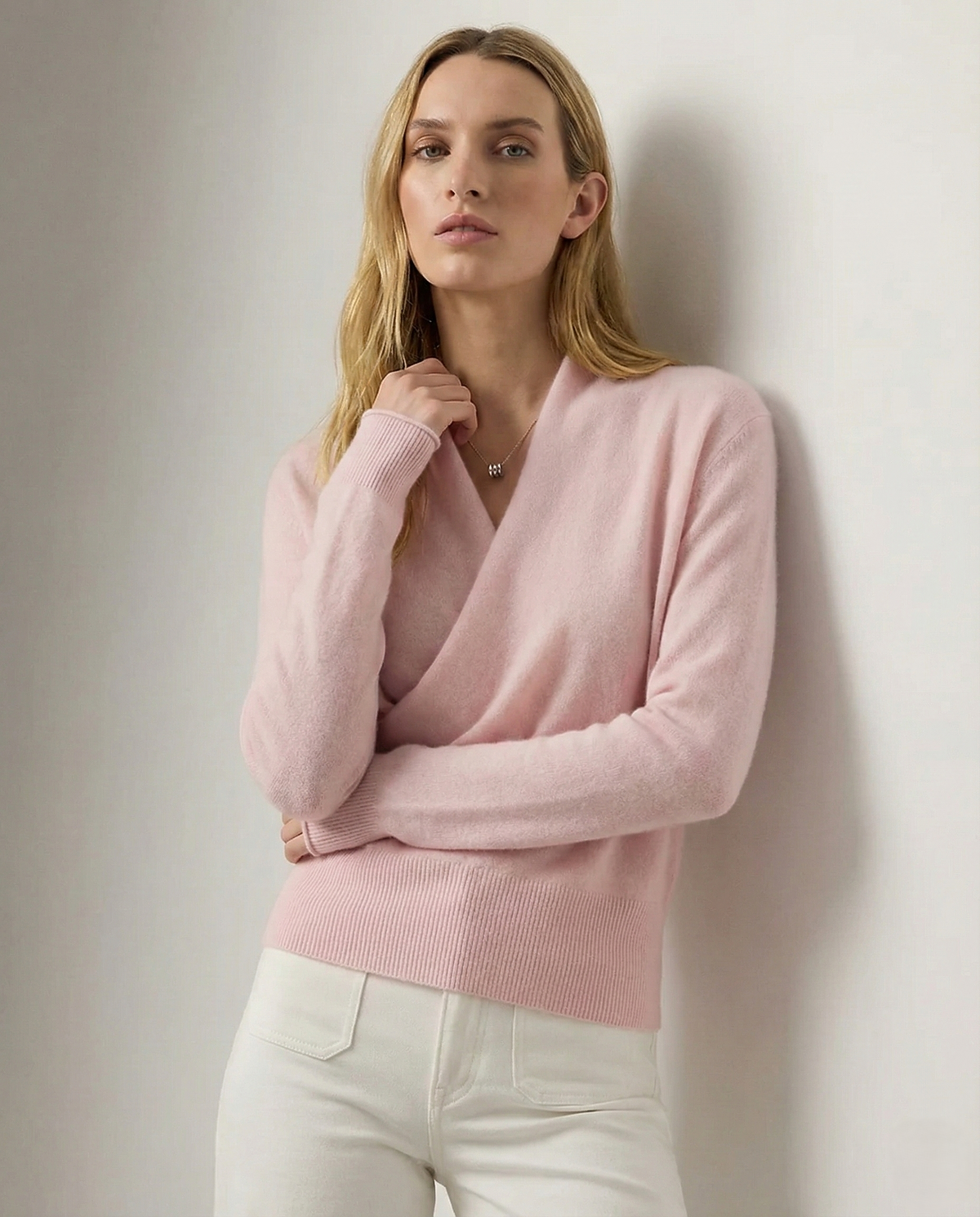 Women's Cashmere Sweater – Crossover Collar