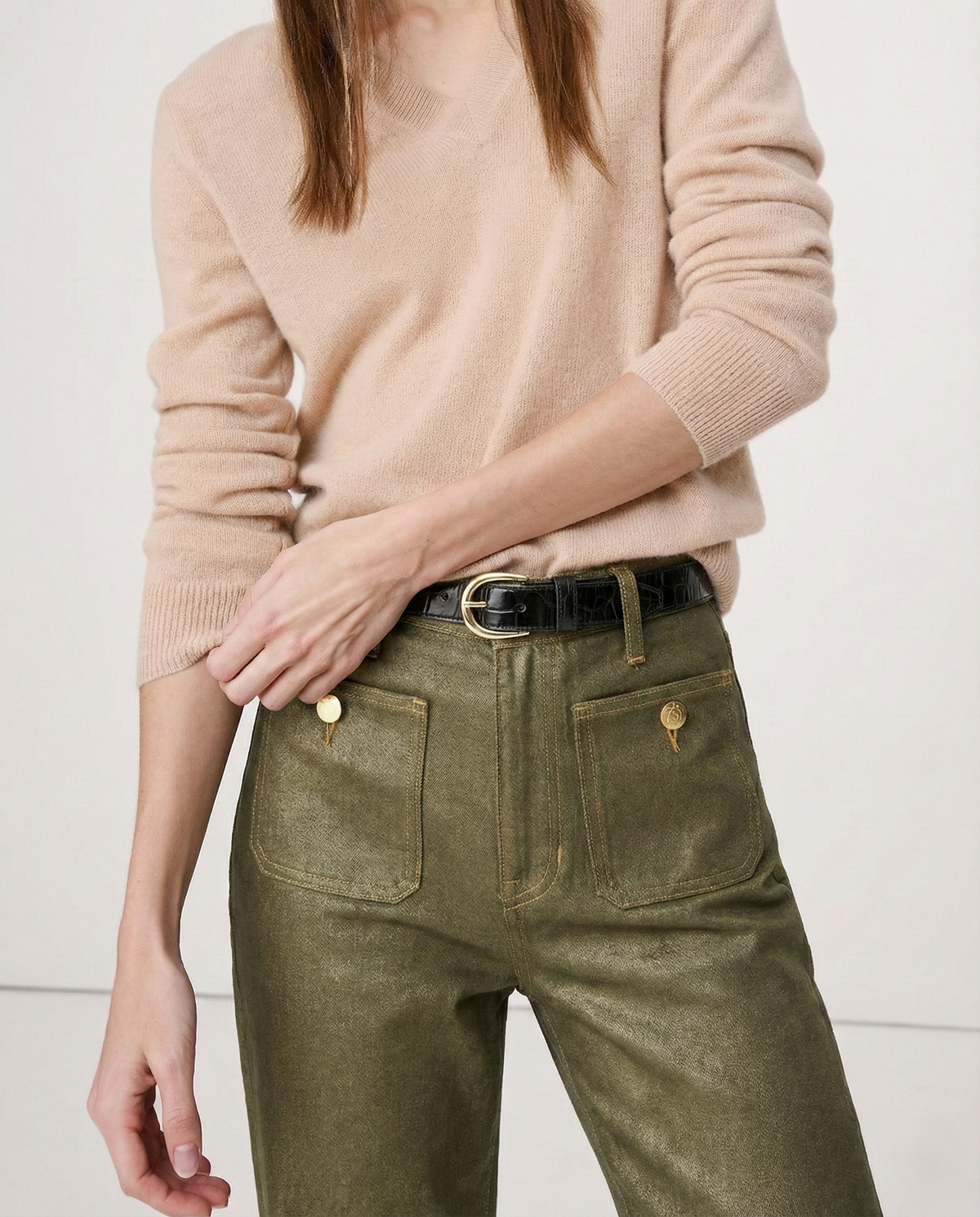 Women's Wide-Leg Jeans – High-Rise Button Pockets