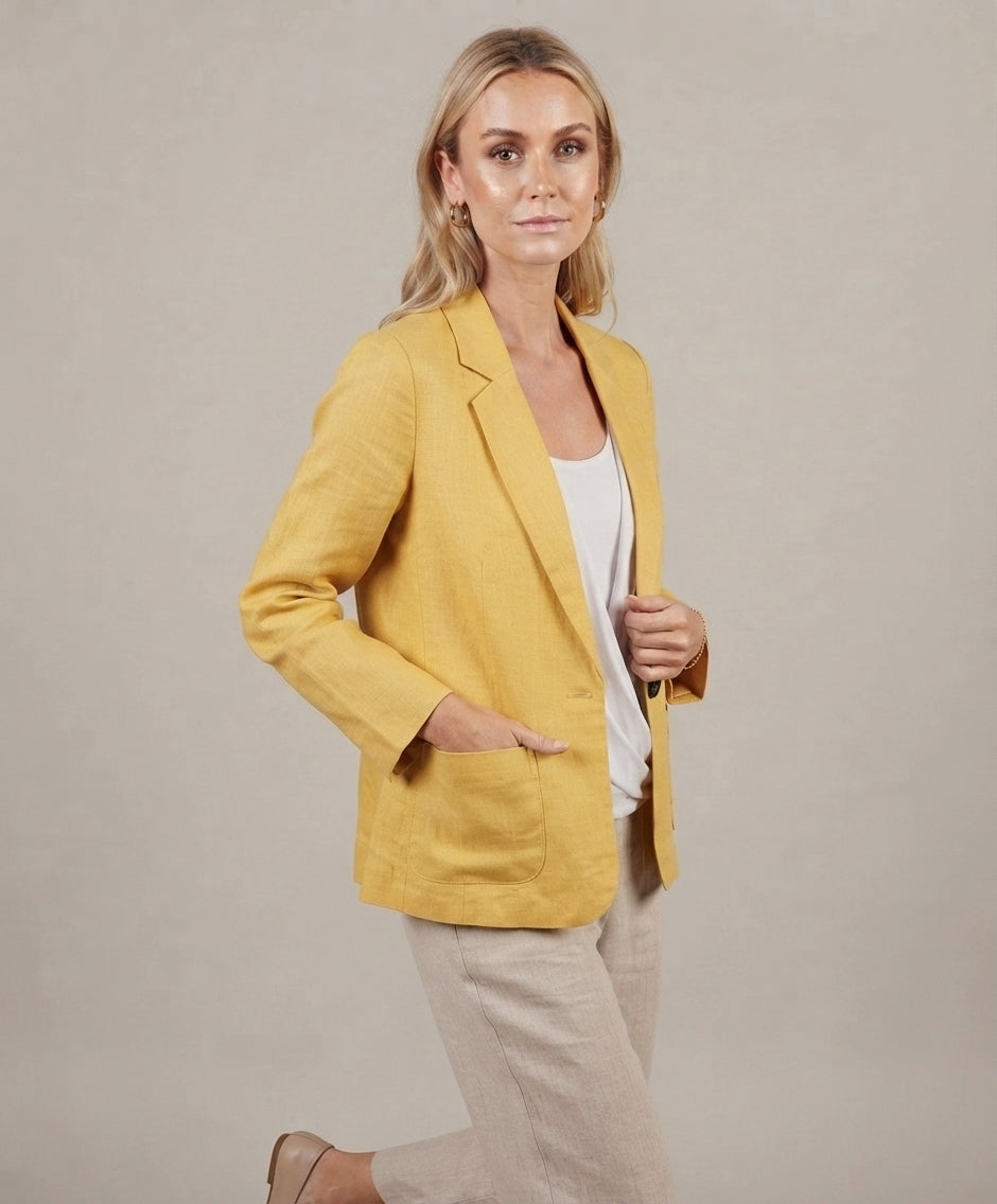Women's Relaxed Blazer – Notch Lapel Elbow Sleeve