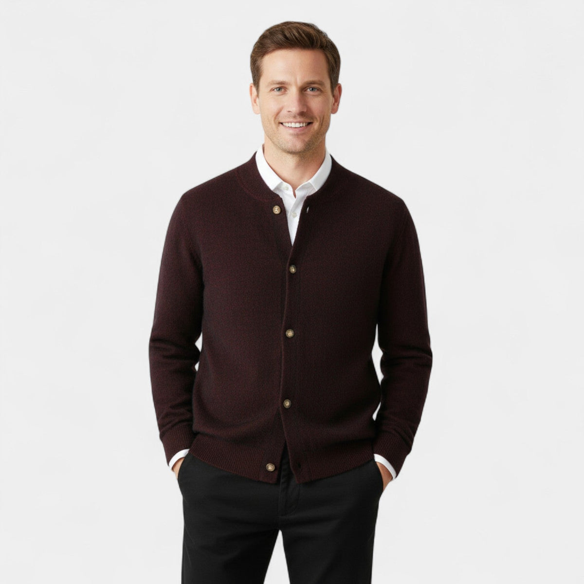 Men's Cashmere Cardigan – Button-Front V-Neck