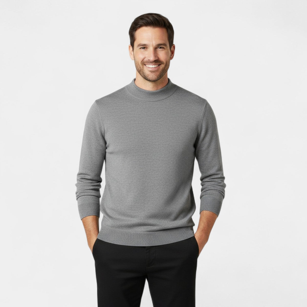Men's Mock Neck Sweater – Relaxed Clean-Line Fit
