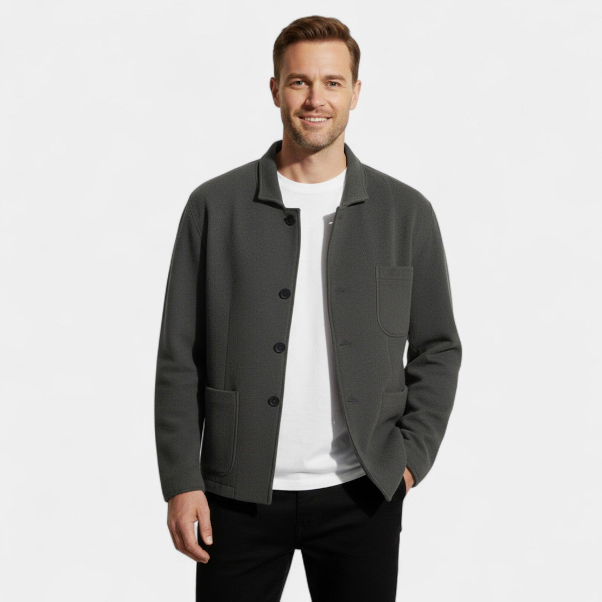 Men's Single-Breasted Blazer – Technical Fabric Lapel