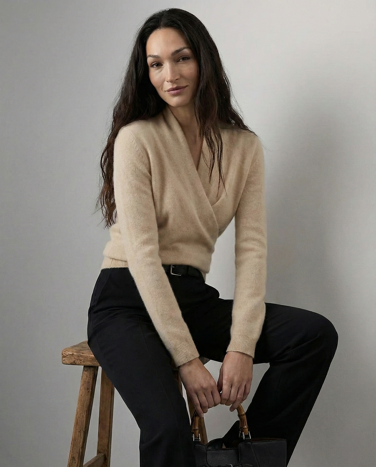 Women's Cashmere Sweater – Crossover Collar