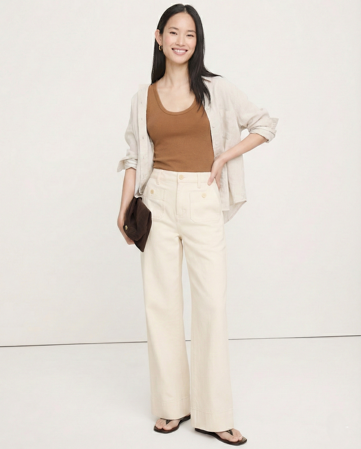 Women's Wide-Leg Jeans – High-Rise Button Pockets