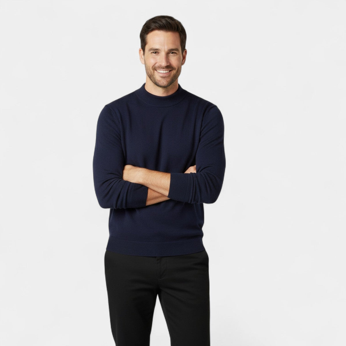Men's Mock Neck Sweater – Relaxed Clean-Line Fit