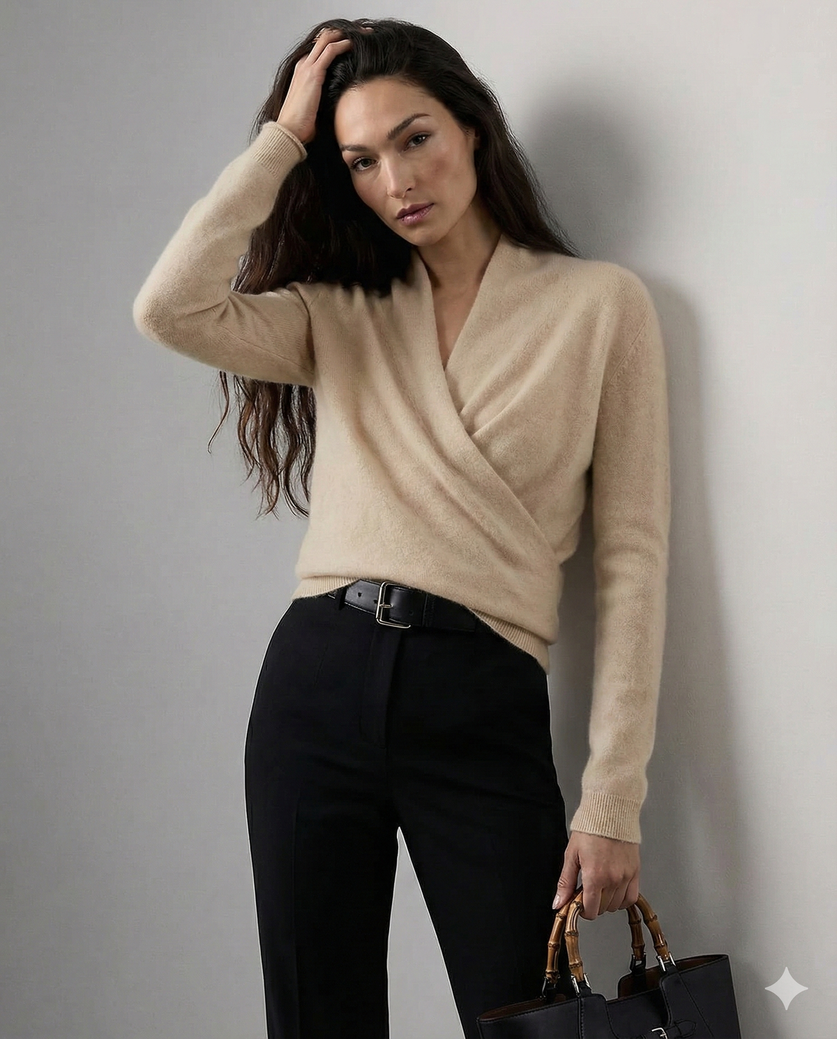Women's Cashmere Sweater – Crossover Collar