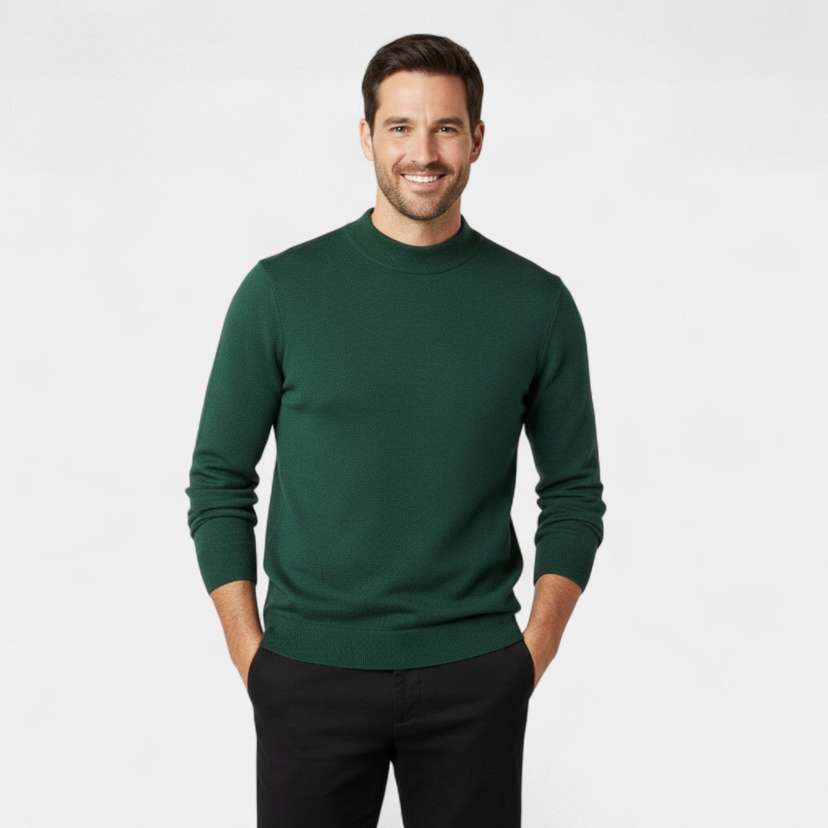 Men's Mock Neck Sweater – Relaxed Clean-Line Fit