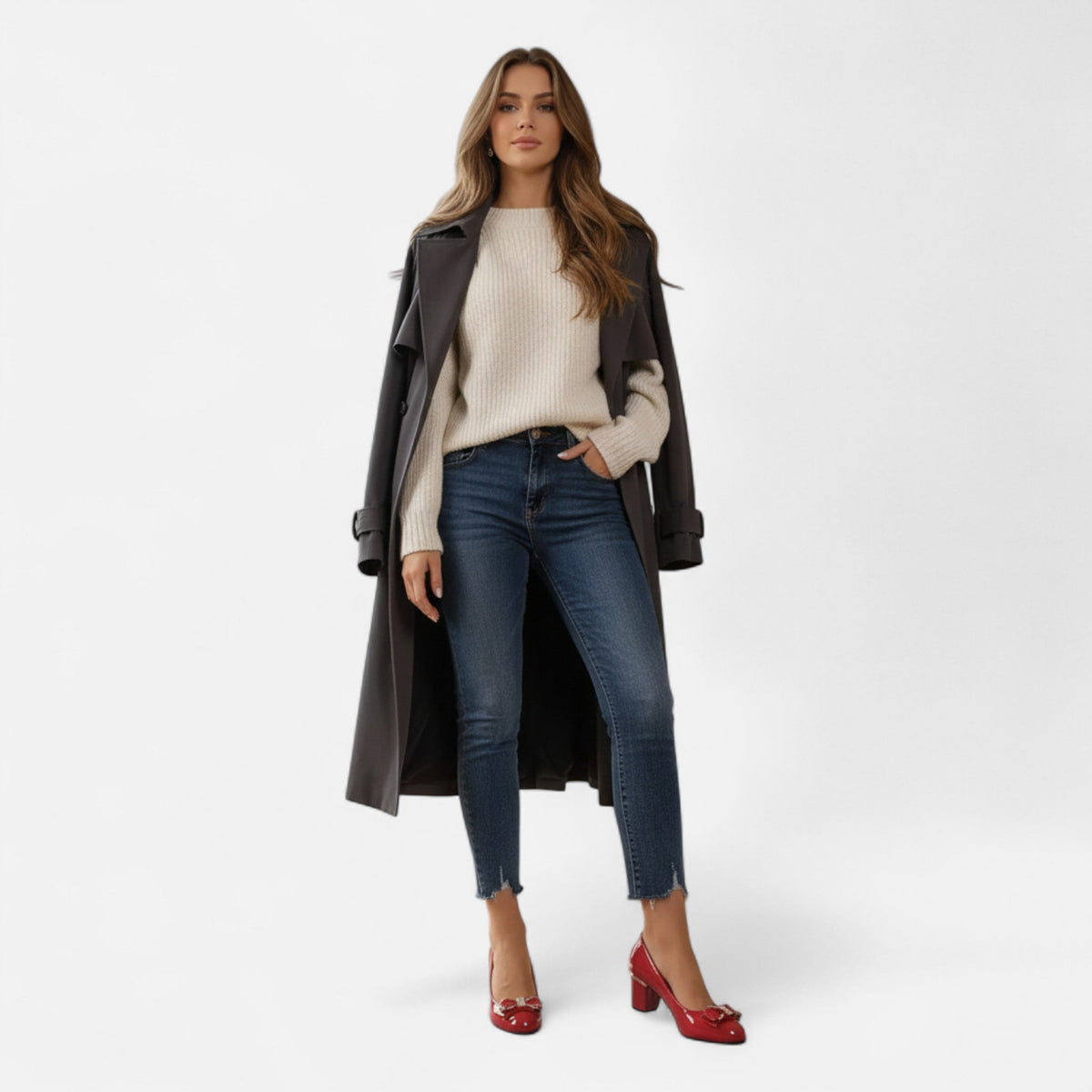 Women's Patent Block Heels – Bow Detail Round Toe