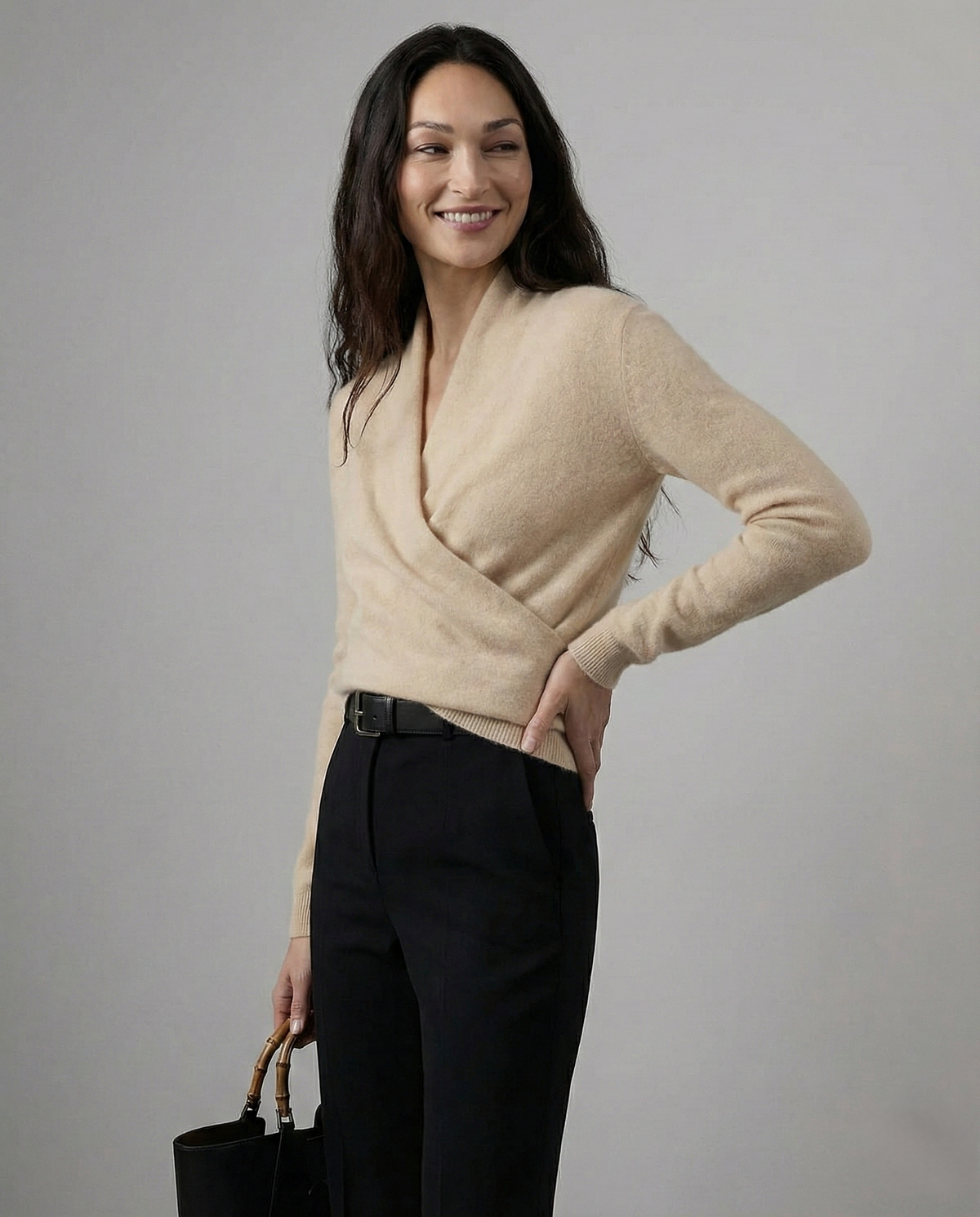Women's Cashmere Sweater – Crossover Collar