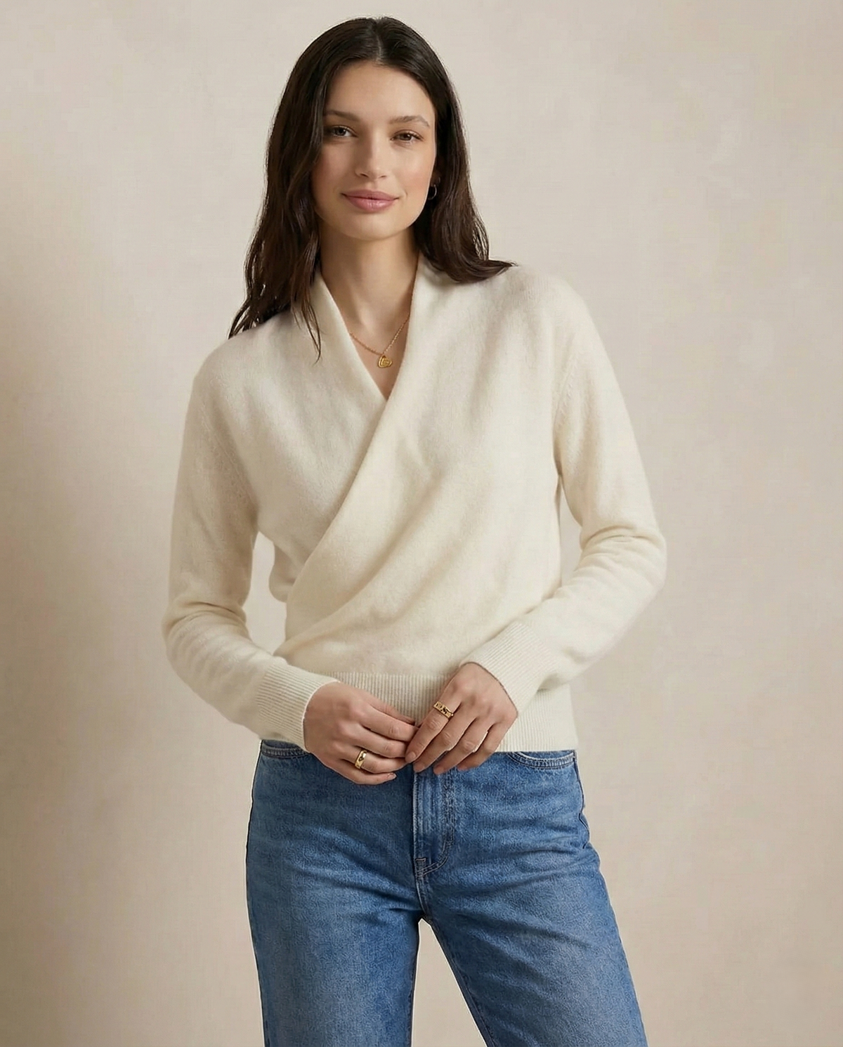 Women's Cashmere Sweater – Crossover Collar