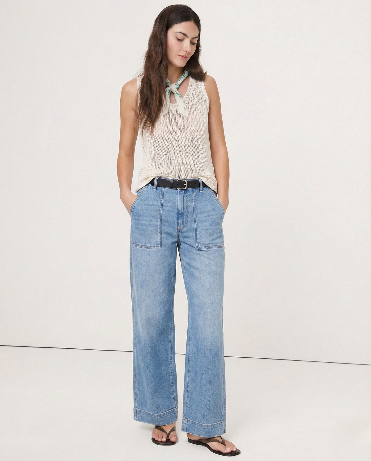 Women's Wide-Leg Jeans – High-Rise Button Pockets
