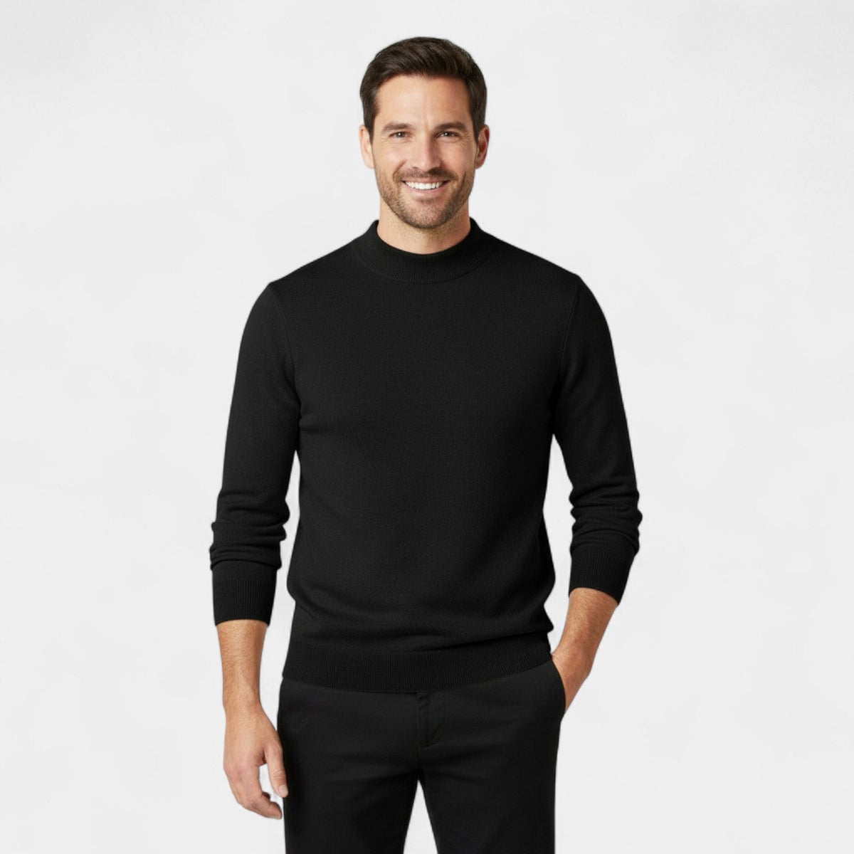 Men's Mock Neck Sweater – Relaxed Clean-Line Fit