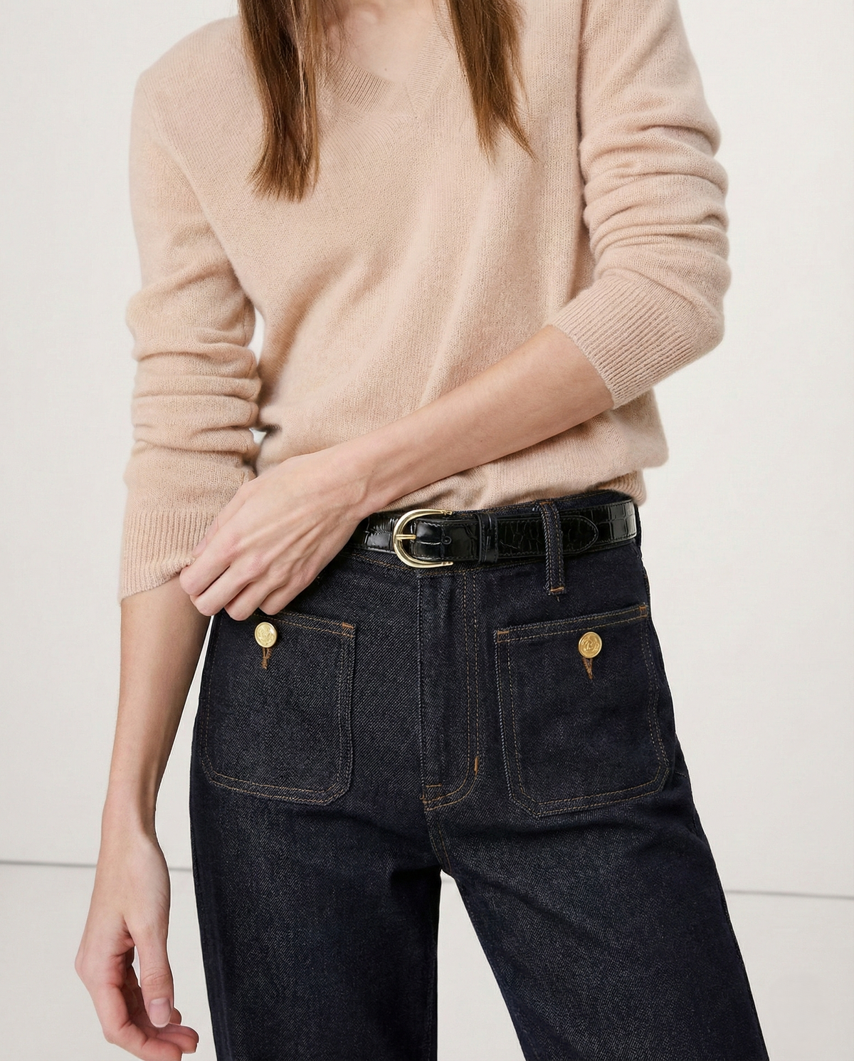 Women's Wide-Leg Jeans – High-Rise Button Pockets