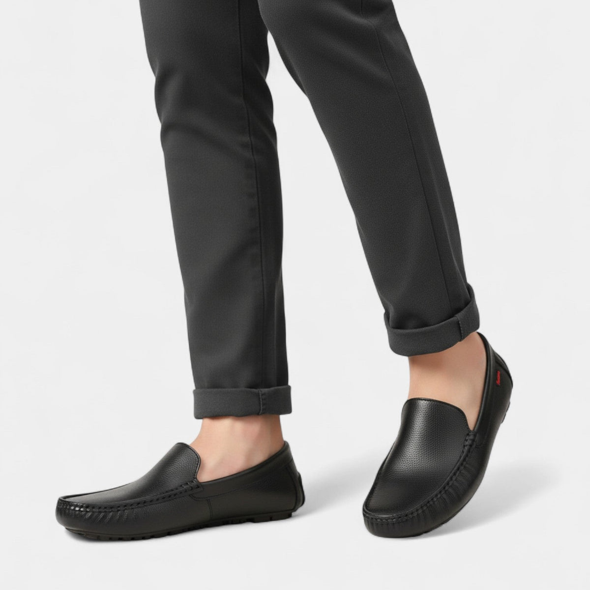 Men's Leather Loafers – Textured Slip-On Design