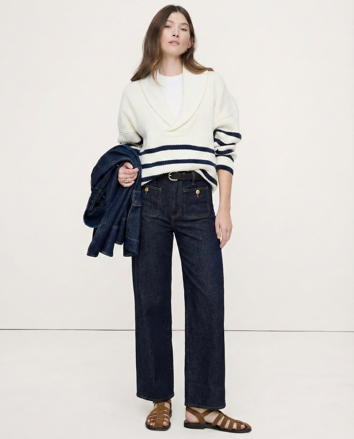 Women's Wide-Leg Jeans – High-Rise Button Pockets