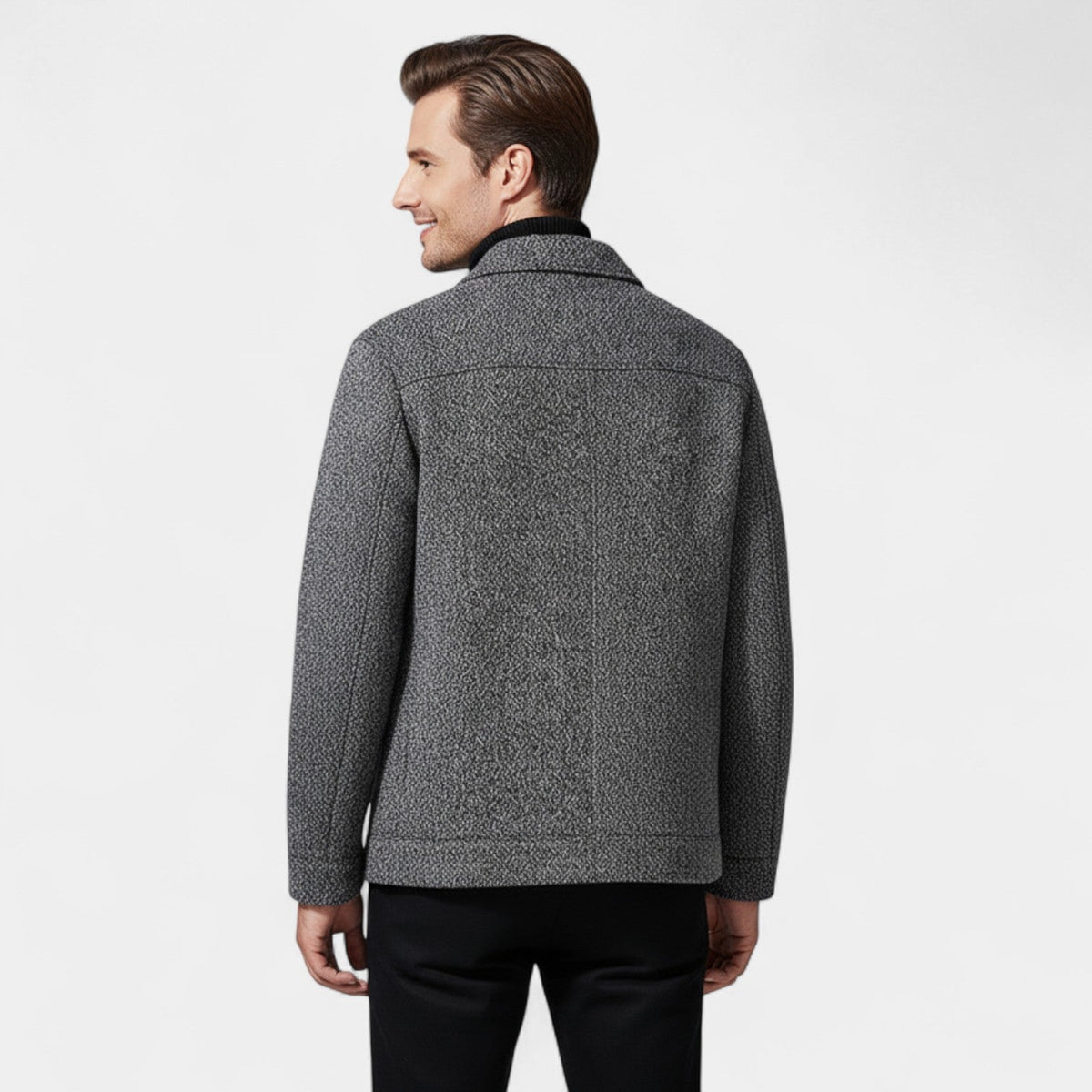 Men's Wool-Blend Coat – Stand Collar Tailored Fit
