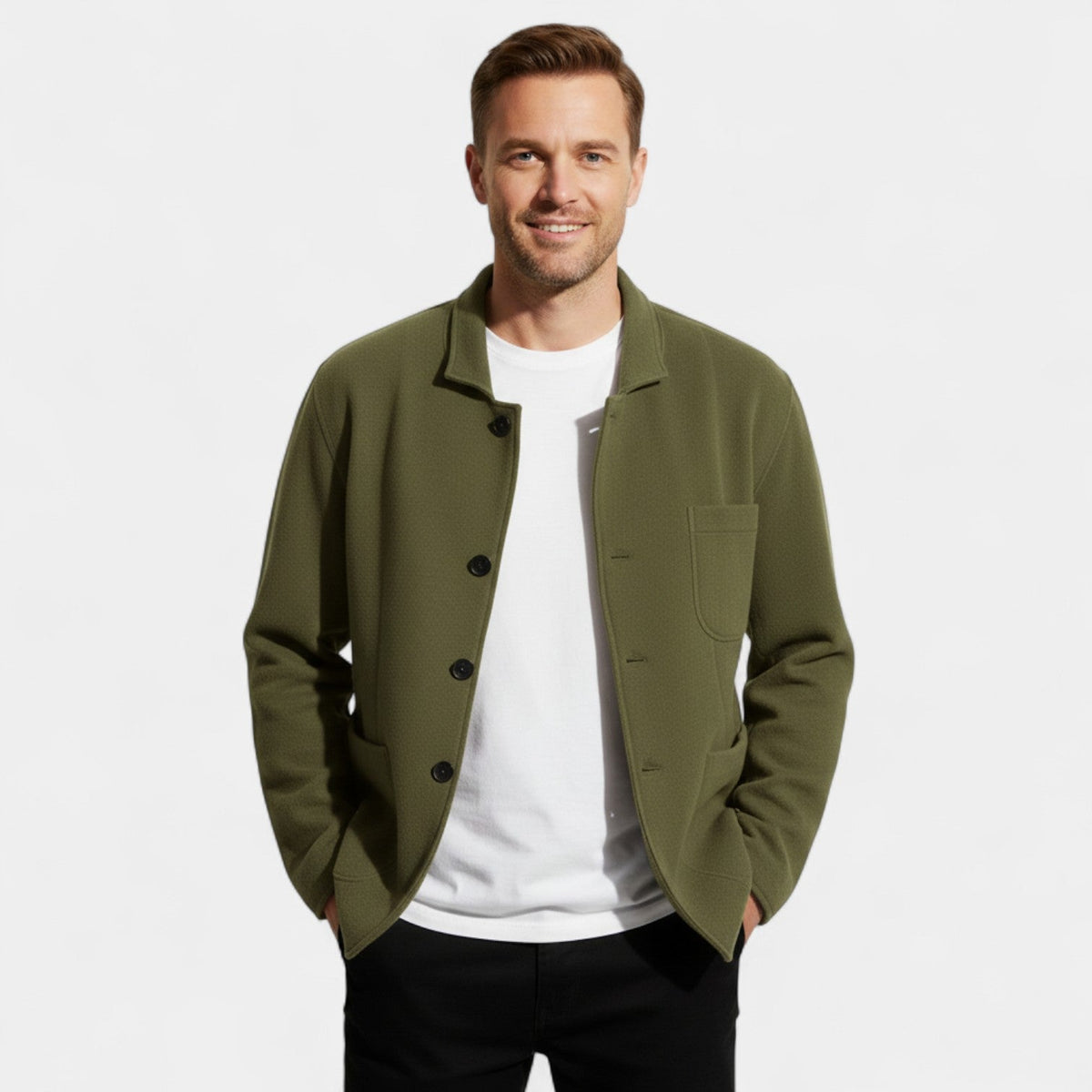 Men's Single-Breasted Blazer – Technical Fabric Lapel