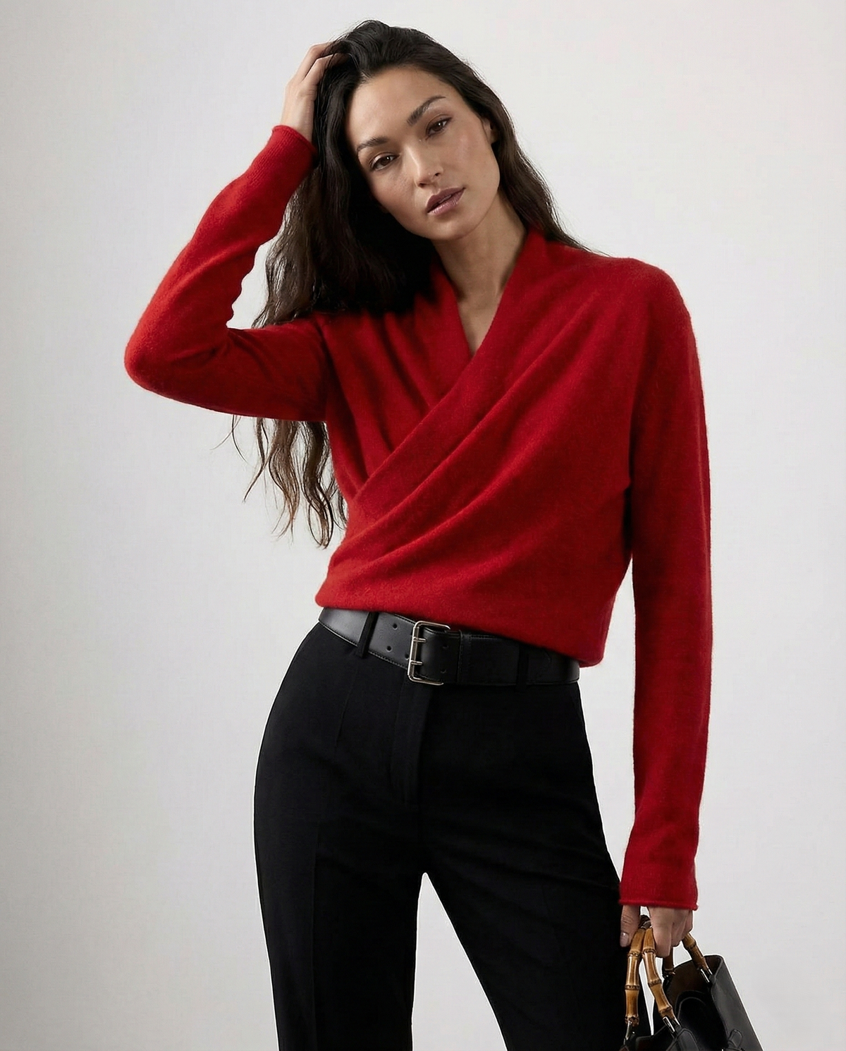 Women's Cashmere Sweater – Crossover Collar