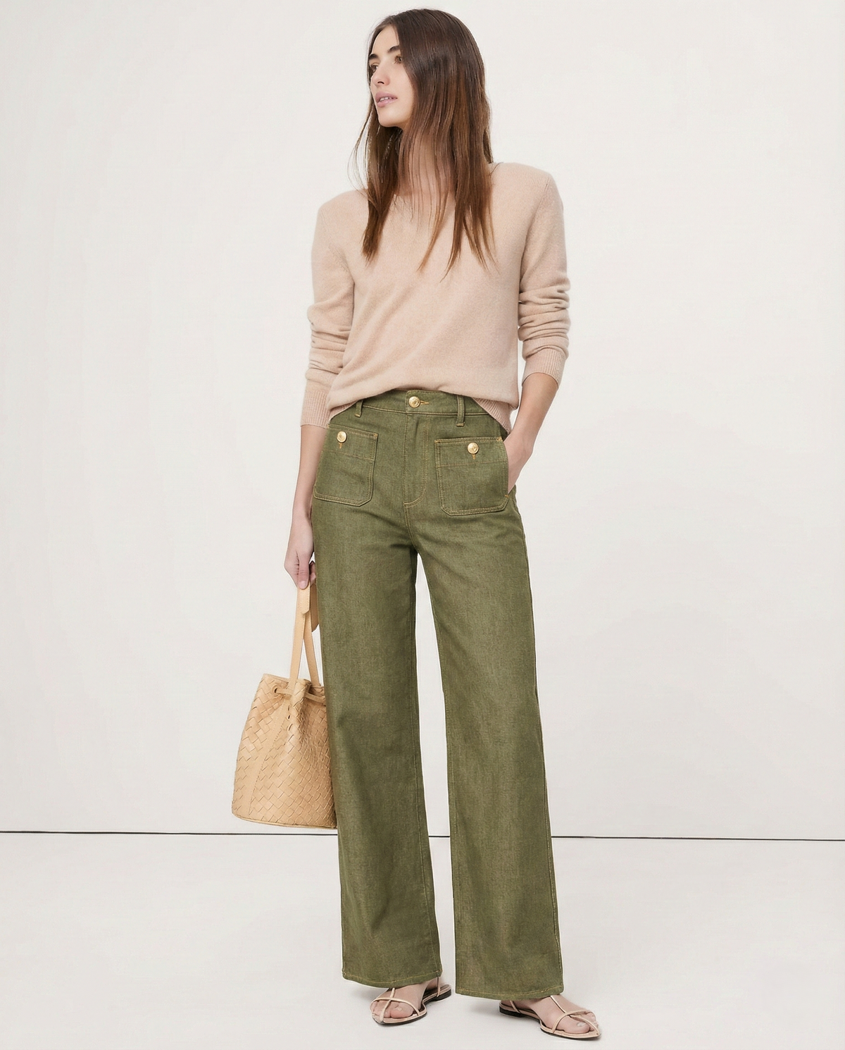 Women's Wide-Leg Jeans – High-Rise Button Pockets