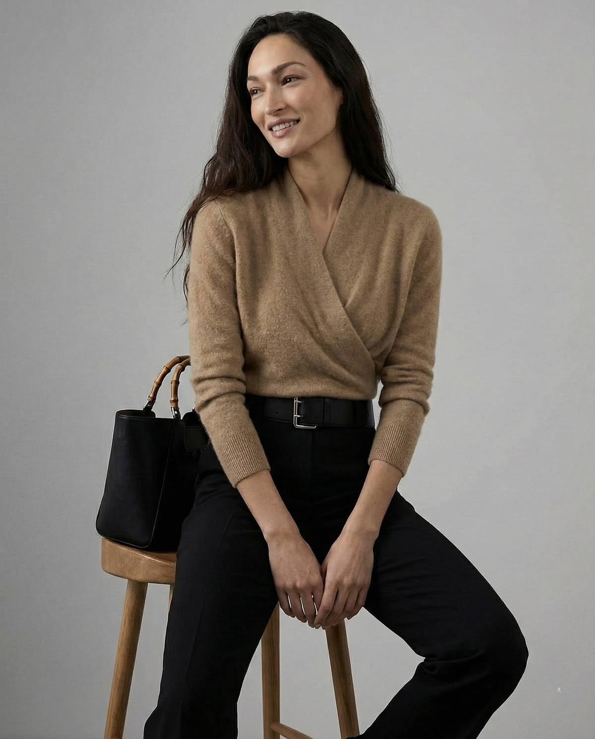Women's Cashmere Sweater – Crossover Collar