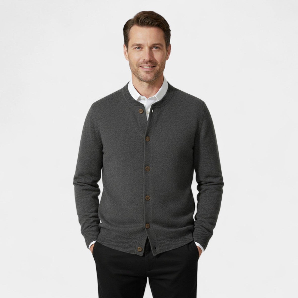 Men's Cashmere Cardigan – Button-Front V-Neck