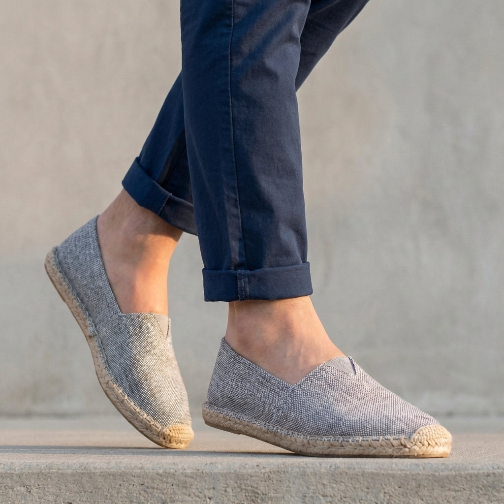 Men's Slip-On Espadrilles – Jute Sole, Cushioned Footbed
