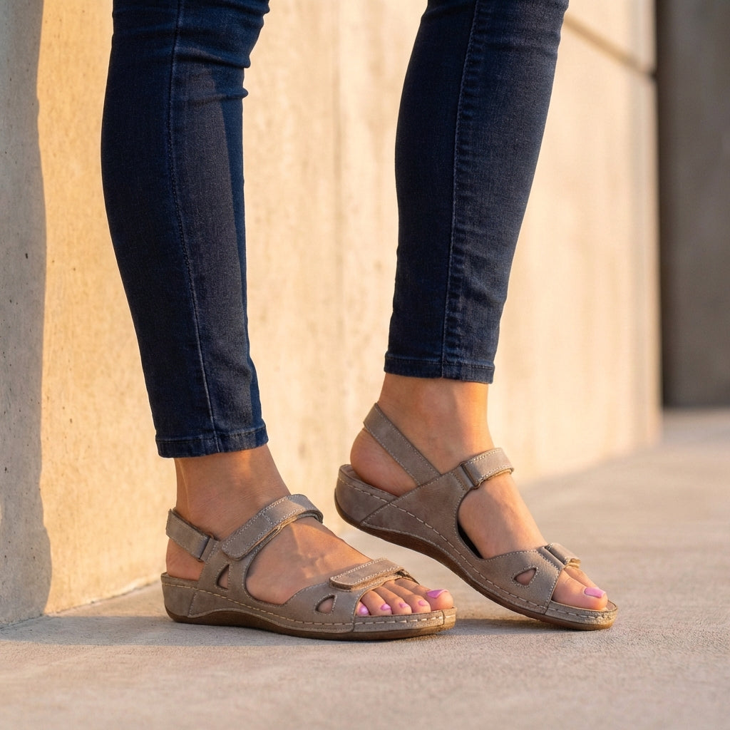 Women's Open-Toe Flat Sandal – Adjustable Multi-Strap