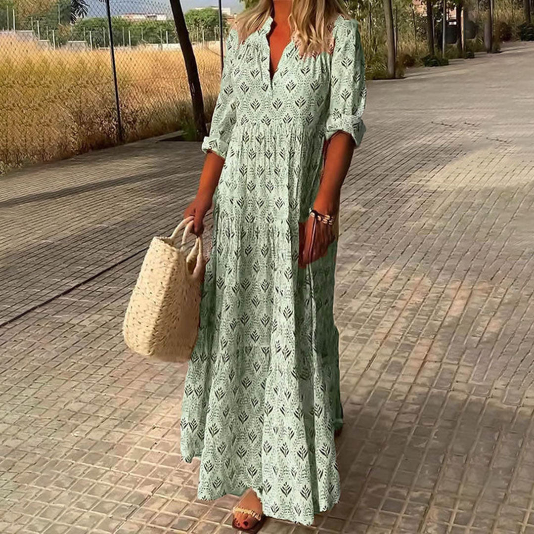 Women's V-Neck Maxi Dress – Loose Flowing Fit