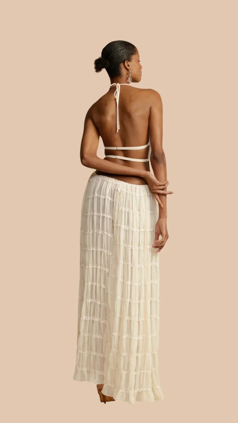 Women's Two-Piece Set – Ruched Top & Tiered Maxi