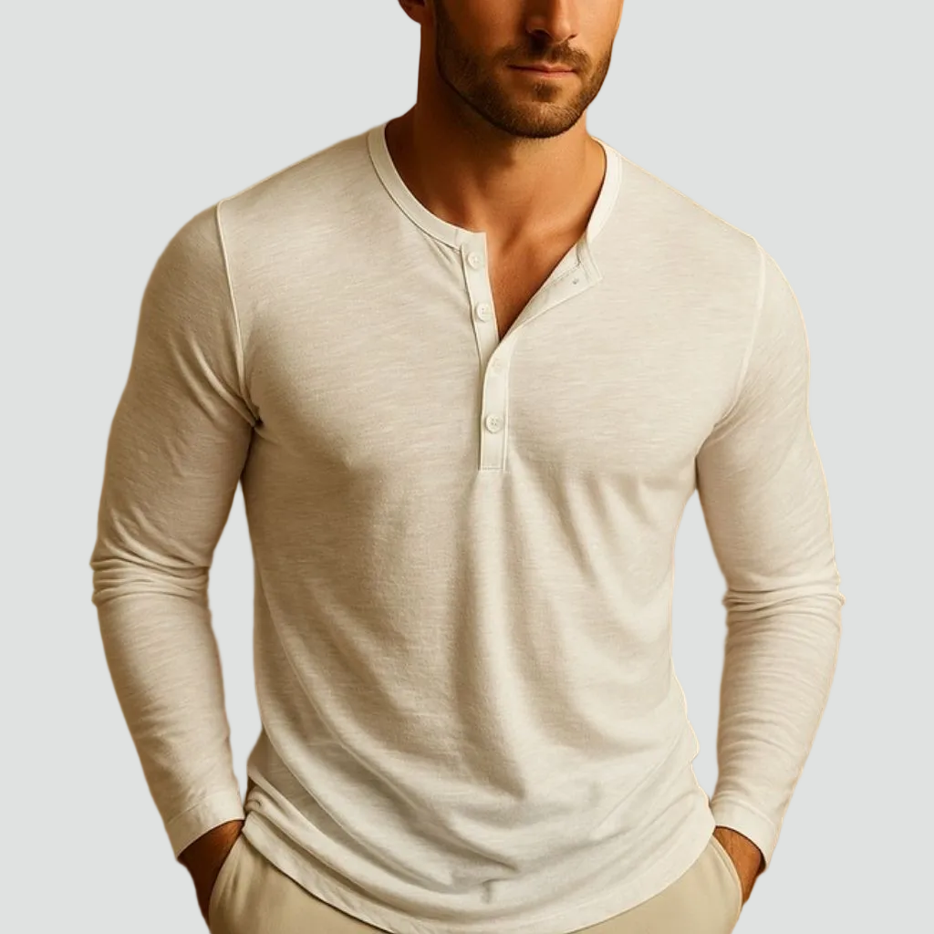 Men's Henley Shirt – Slim Long Sleeve Fit