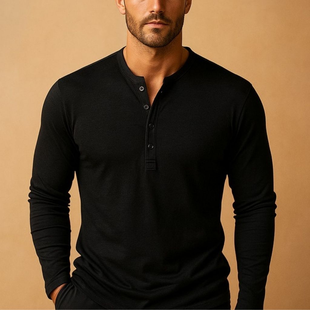 Men's Henley Shirt – Slim Long Sleeve Fit