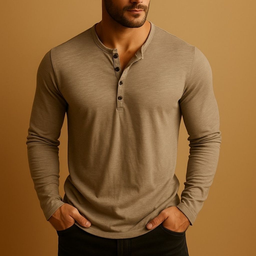 Men's Henley Shirt – Slim Long Sleeve Fit