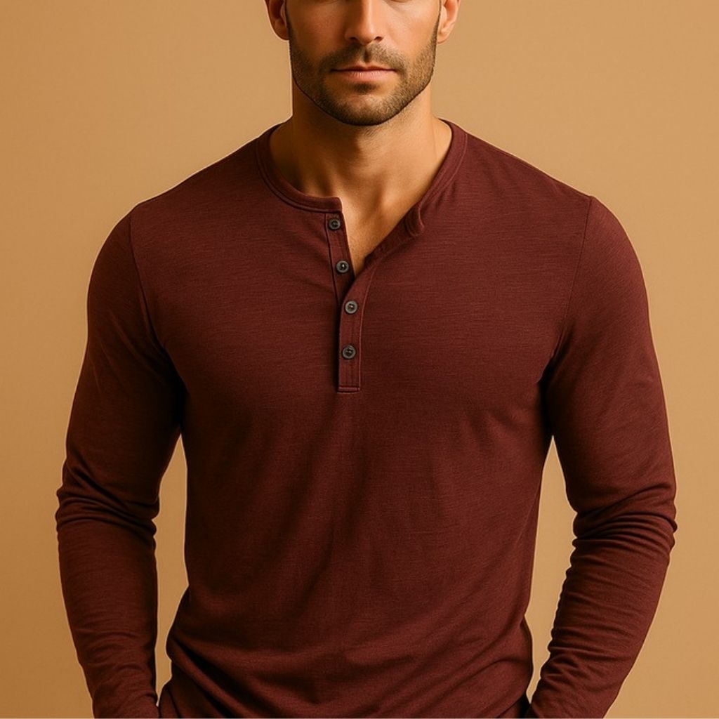 Men's Henley Shirt – Slim Long Sleeve Fit